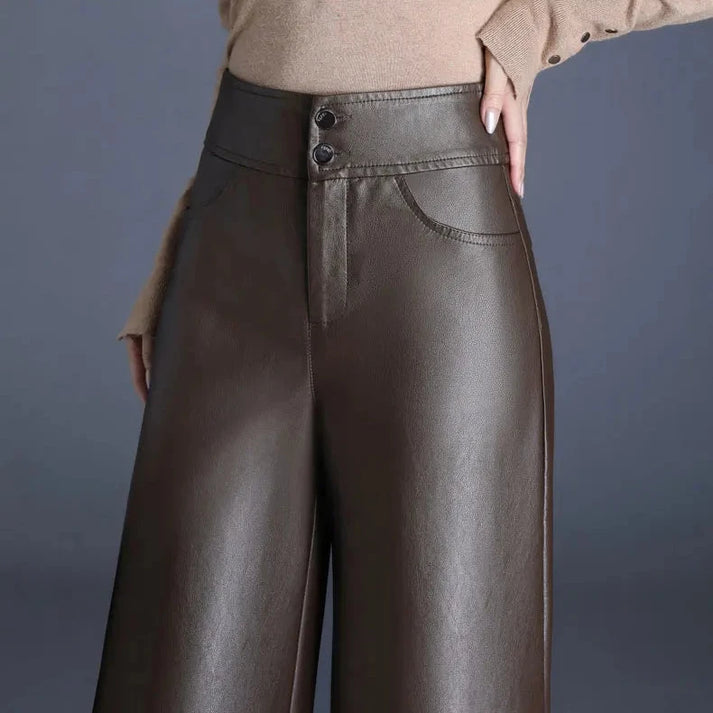 Layne - Wide-Cut Leather Trousers