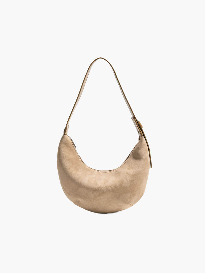 Maisie - Halfmoon Faux Suede Bag