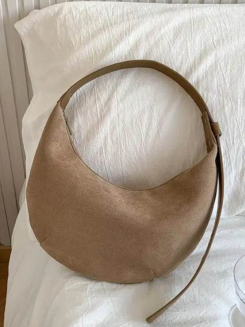 Maisie - Halfmoon Faux Suede Bag