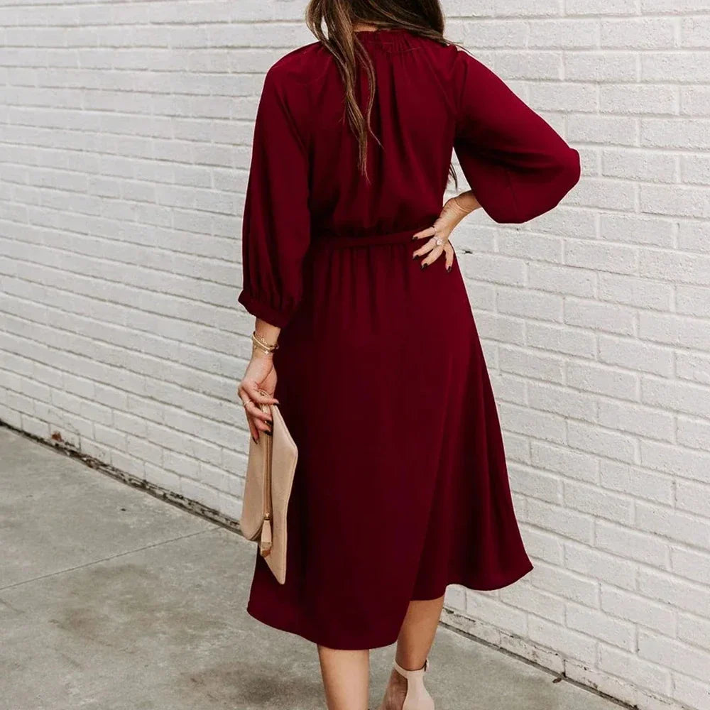 Narelle - Lantern Sleeve Midi Dress