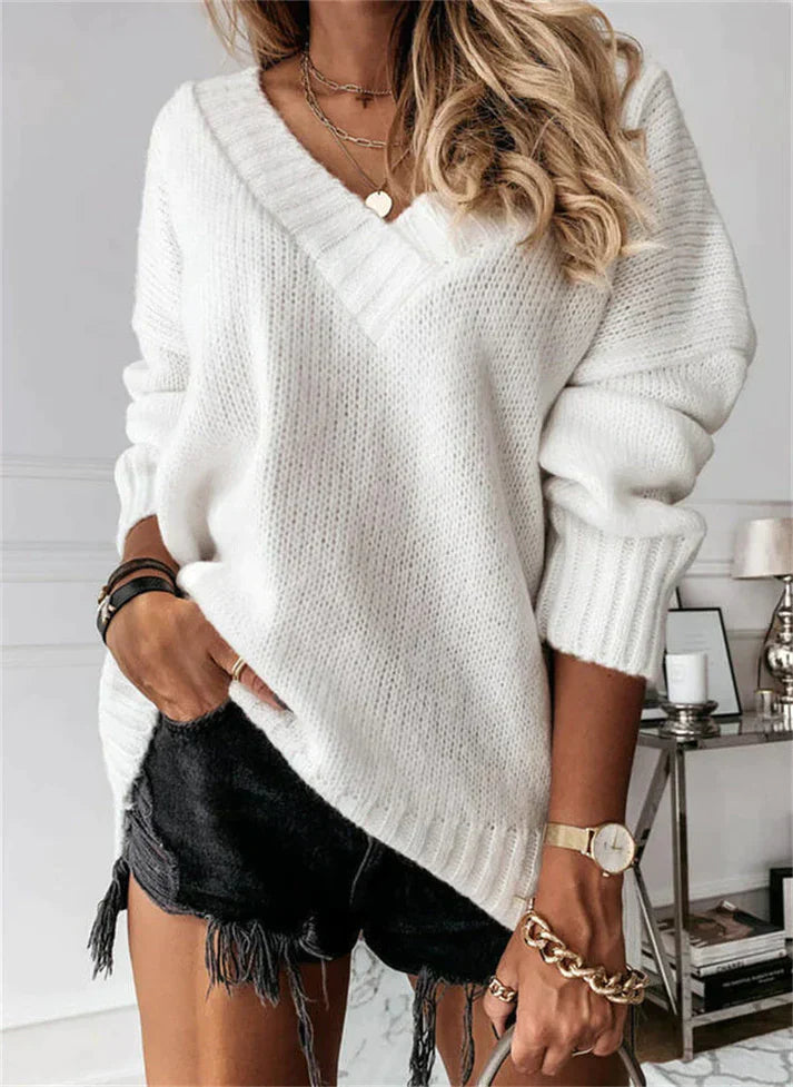 Billie - Soft Knit V-Neck Sweater for Women