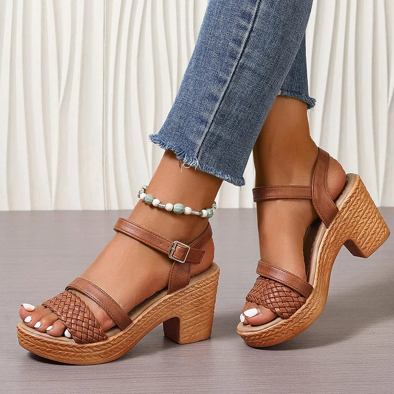 Sabine - Woven Platform Sandals