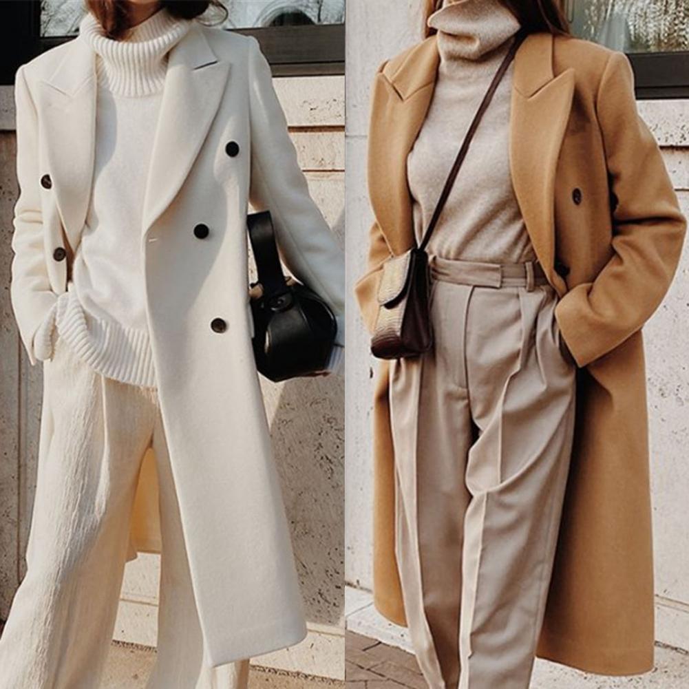 Elaire - Women's Double-Breasted Woolen Suit Coat