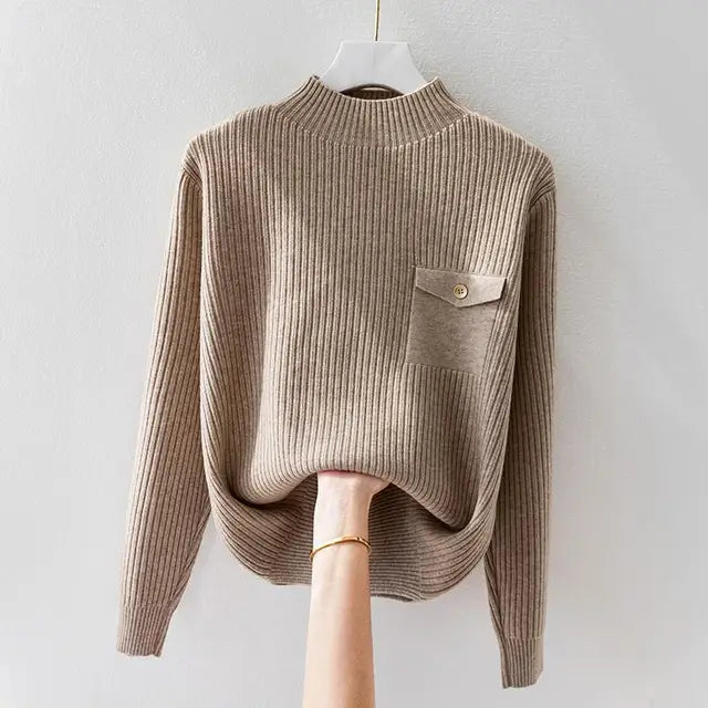 Carly - Chic Pocket Ribbed Sweater