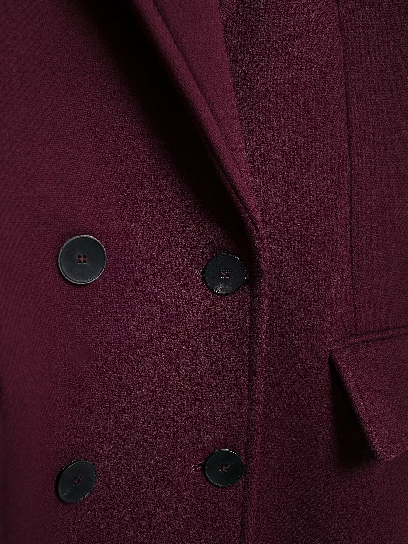 Freya - Women's Burgundy Double-Breasted Woolen Coat