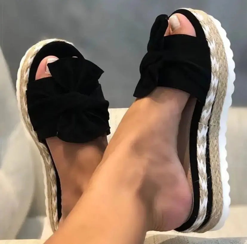 Cassidy - Elegant Bow Platform Sandals