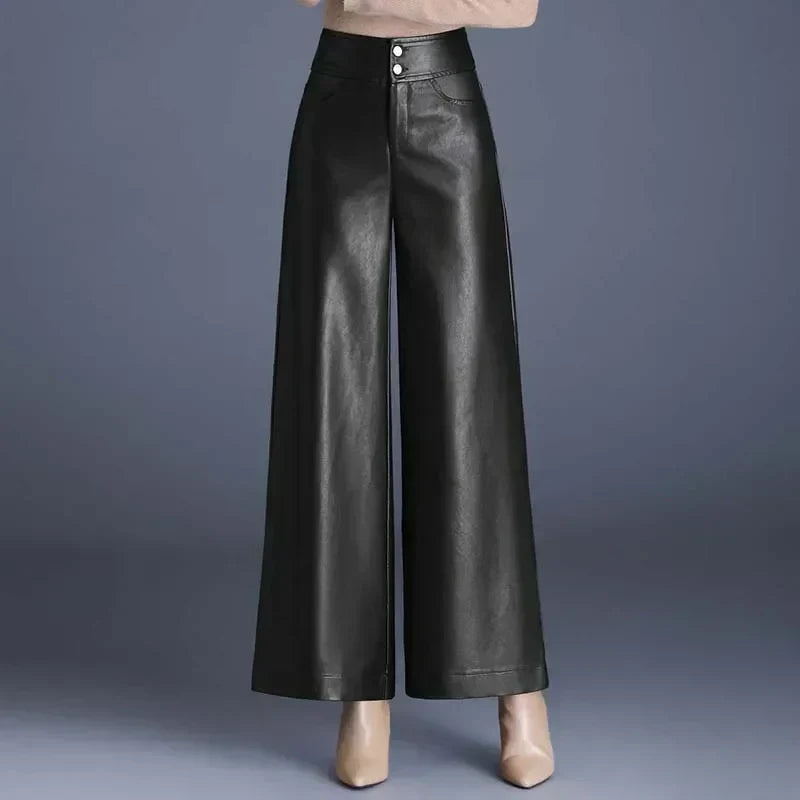 Layne - Wide-Cut Leather Trousers