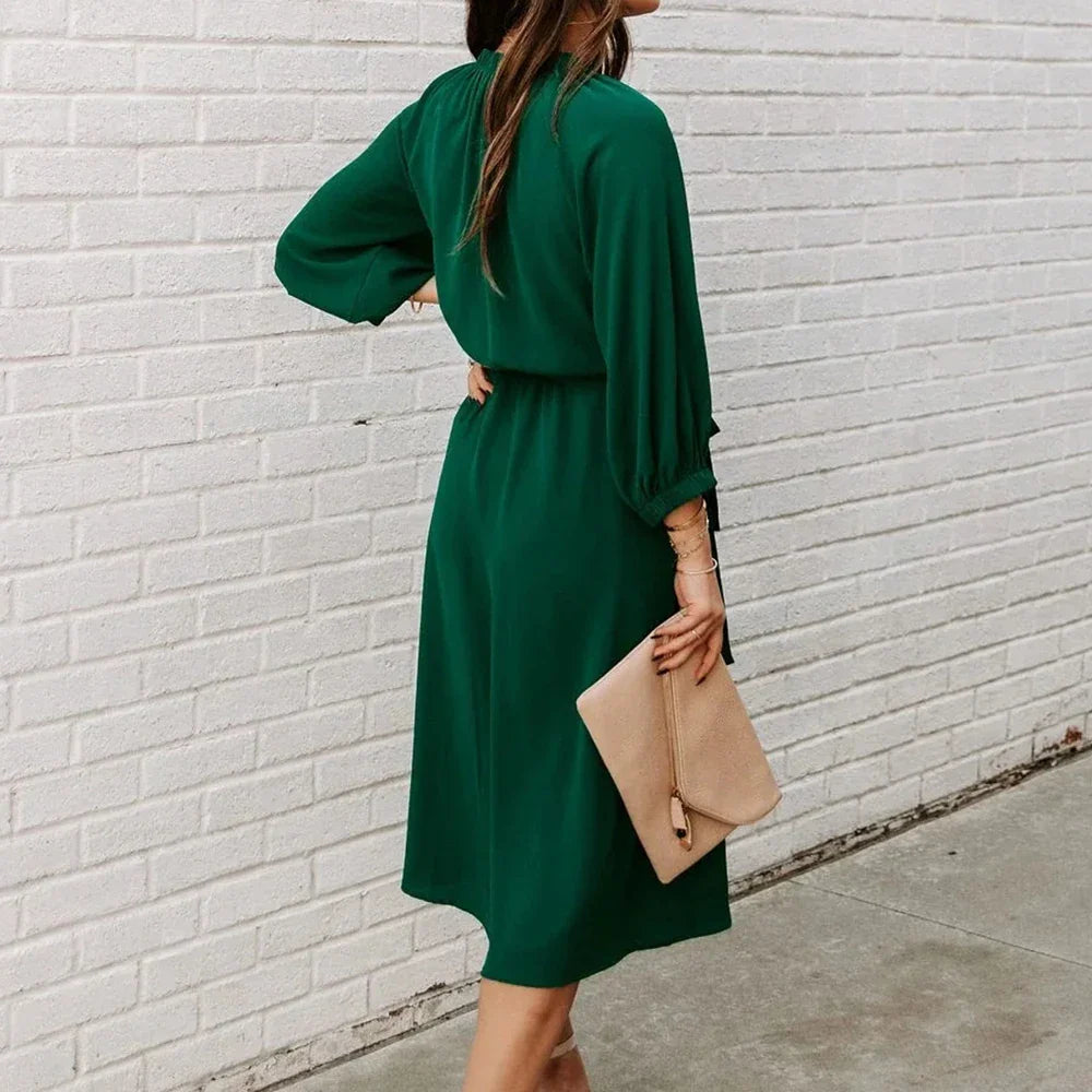 Narelle - Lantern Sleeve Midi Dress