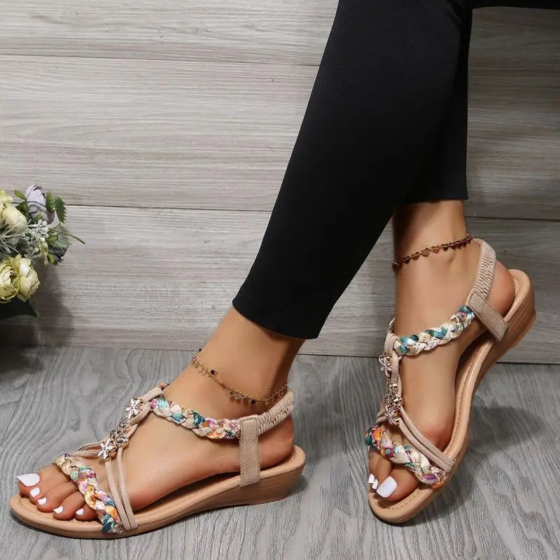 Brynn - Braided Strap Flat Sandals