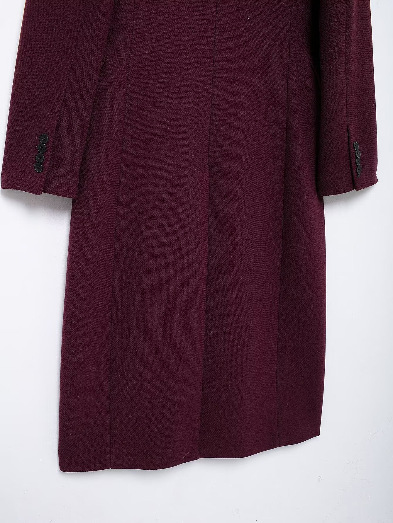 Freya - Women's Burgundy Double-Breasted Woolen Coat