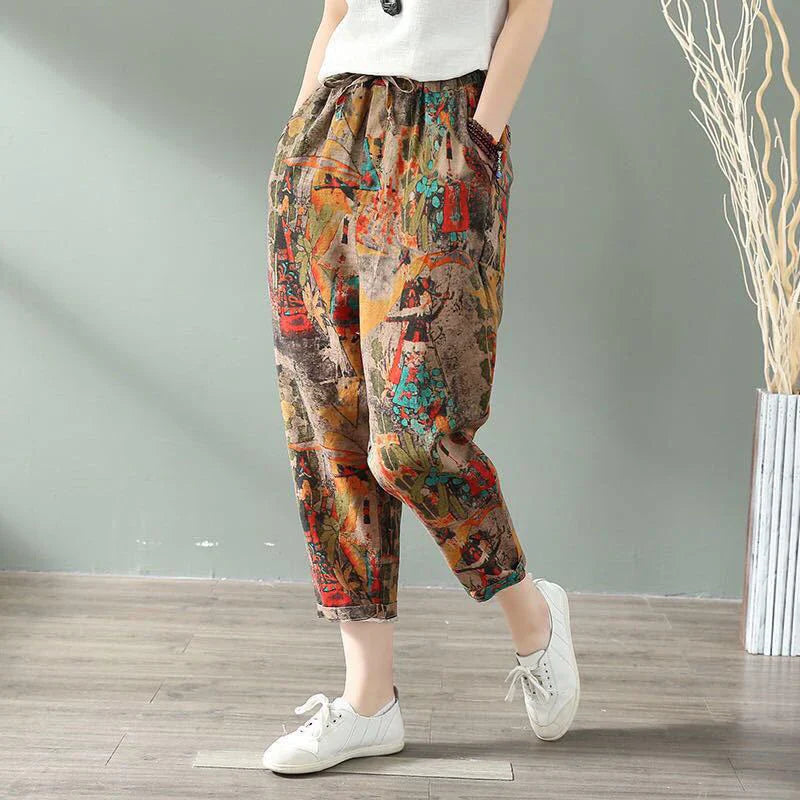 Harper - Geometric High-Waist Harem Pants