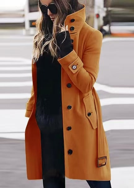 Bea - Women's Single-Breasted Long Coat
