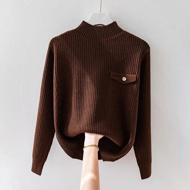 Carly - Chic Pocket Ribbed Sweater