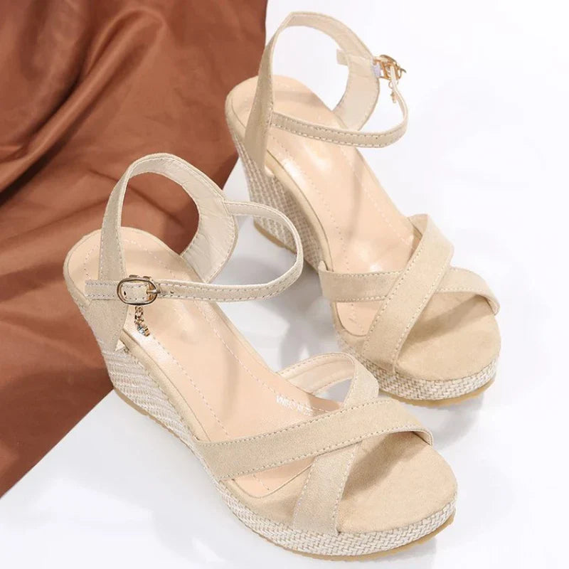 Isla – Crisscross Strap Wedge Sandals