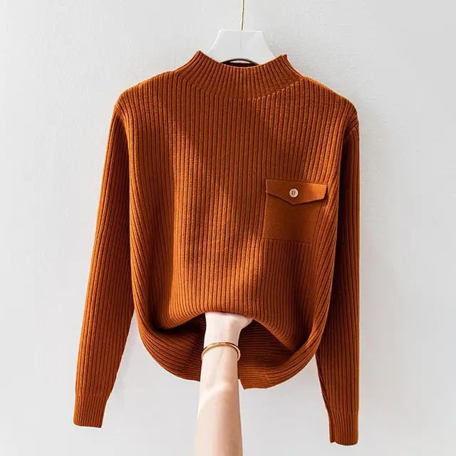 Carly - Chic Pocket Ribbed Sweater