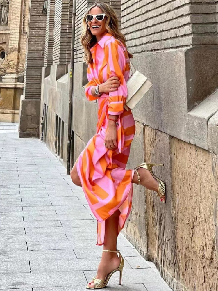 Vivienne - Bold Summer Dress in Orange-Pink