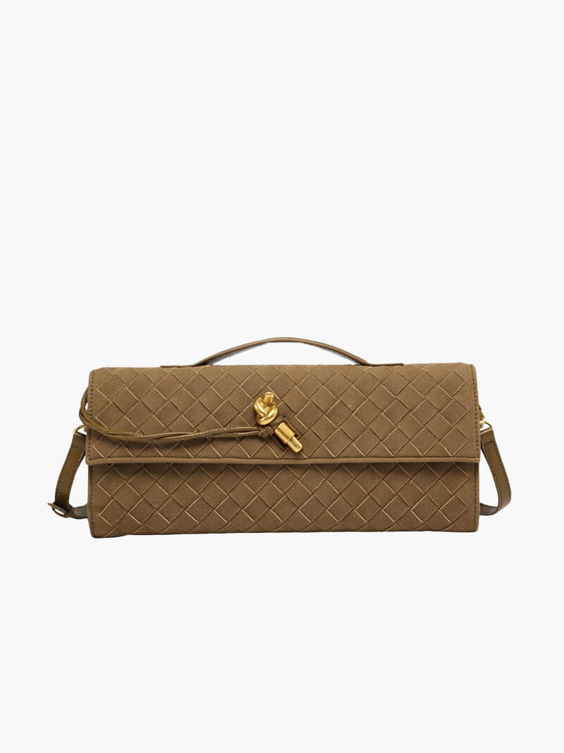 Olivia - Suede Shoulder Bag with Golden Tie Knot