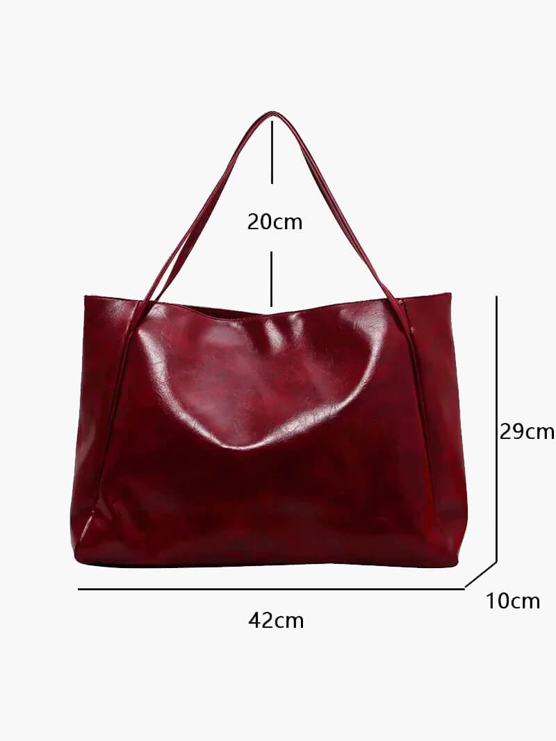 Valora - Faux Leather Shopper Bag with Large Capacity