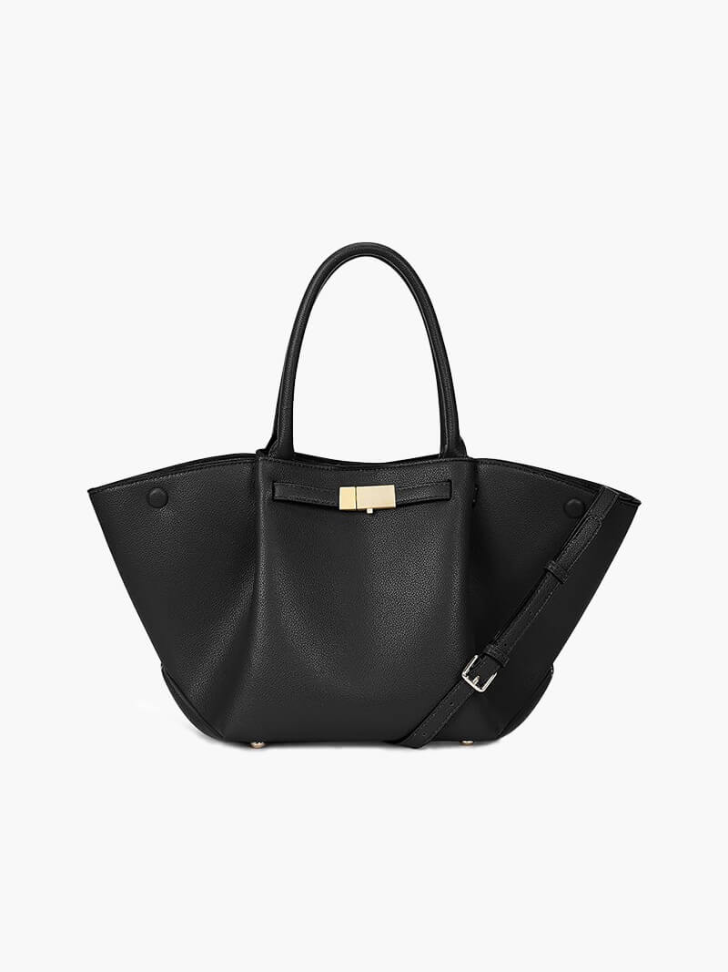 Amelia – Faux Leather Shopper Bag with Golden Lock