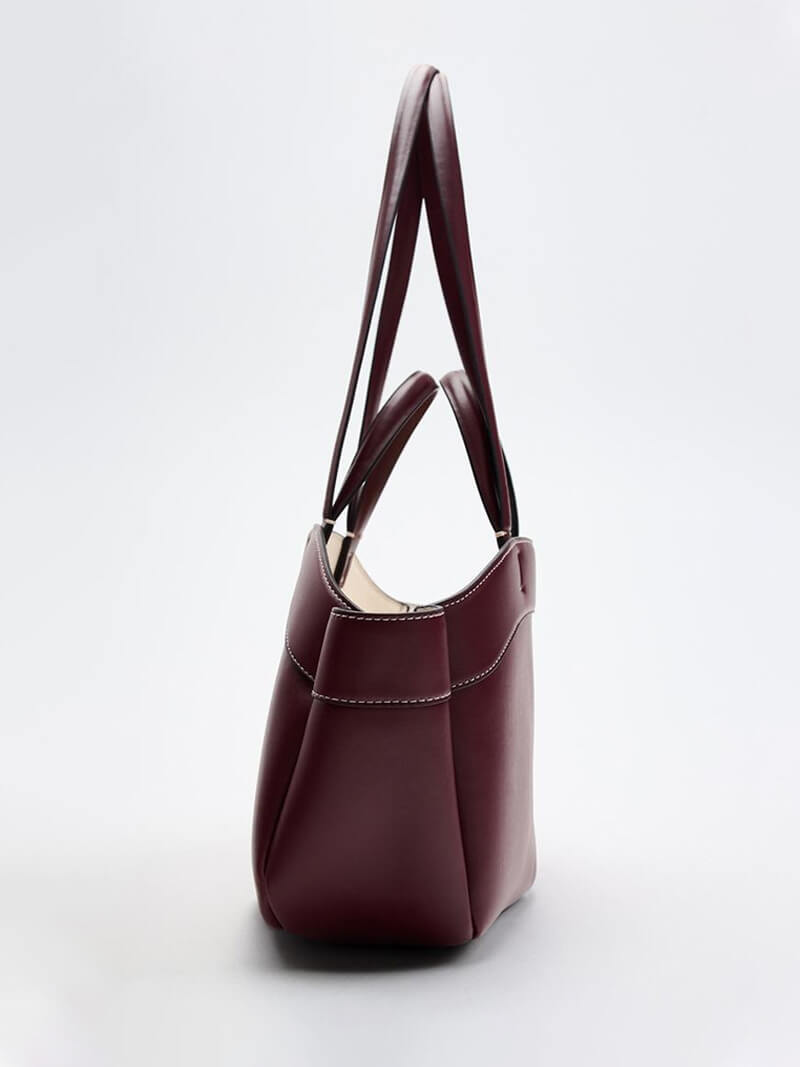 Hannah - Faux Leather Shopper Bag with Crossbody Strap