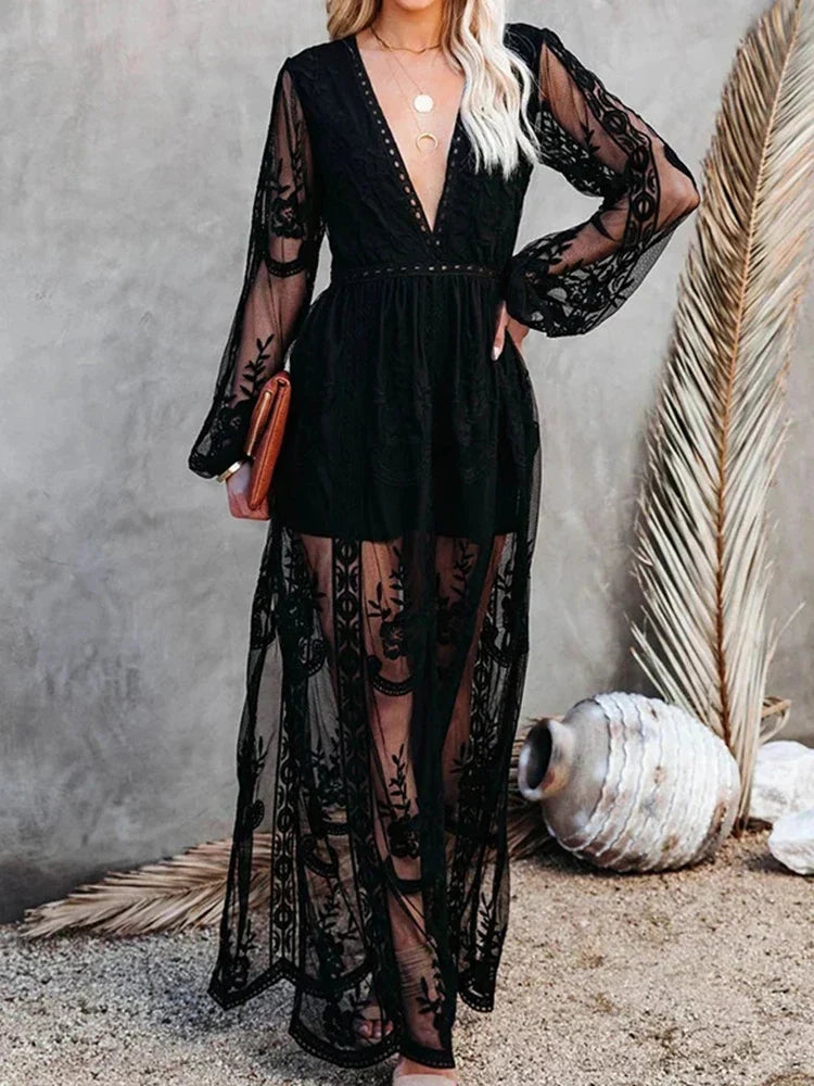 Callie - Bohemian Lace Maxi Dress