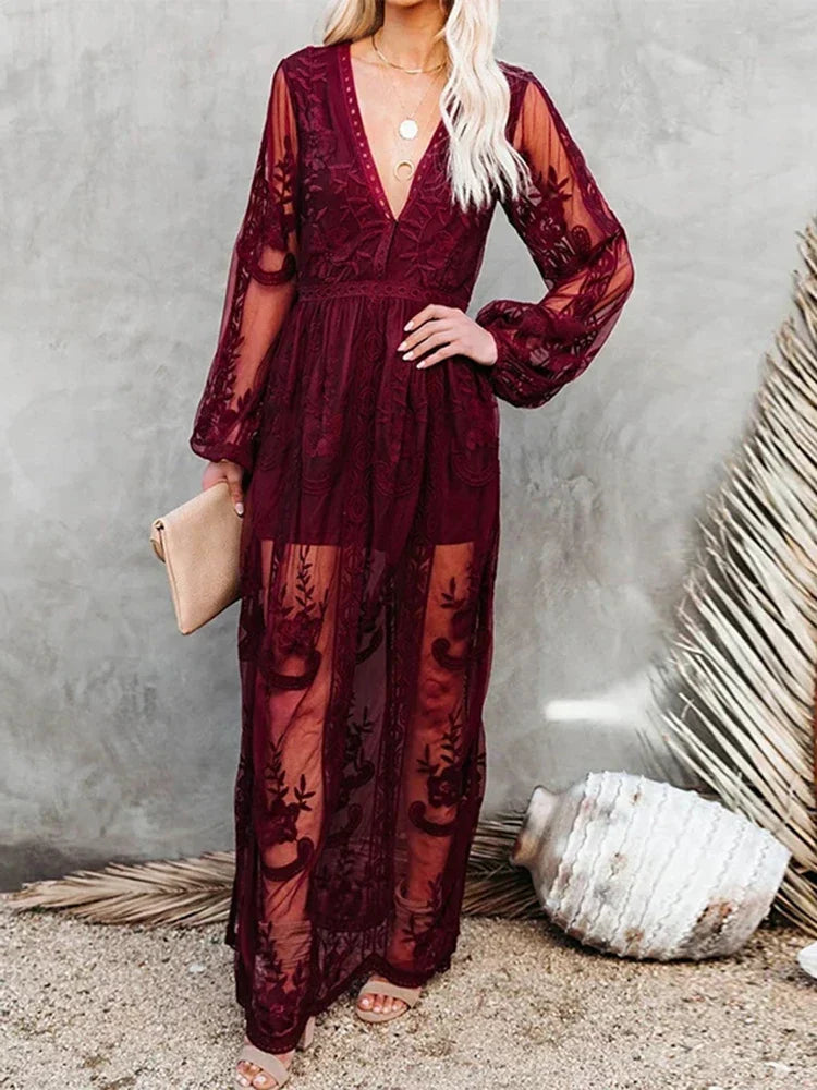 Callie - Bohemian Lace Maxi Dress