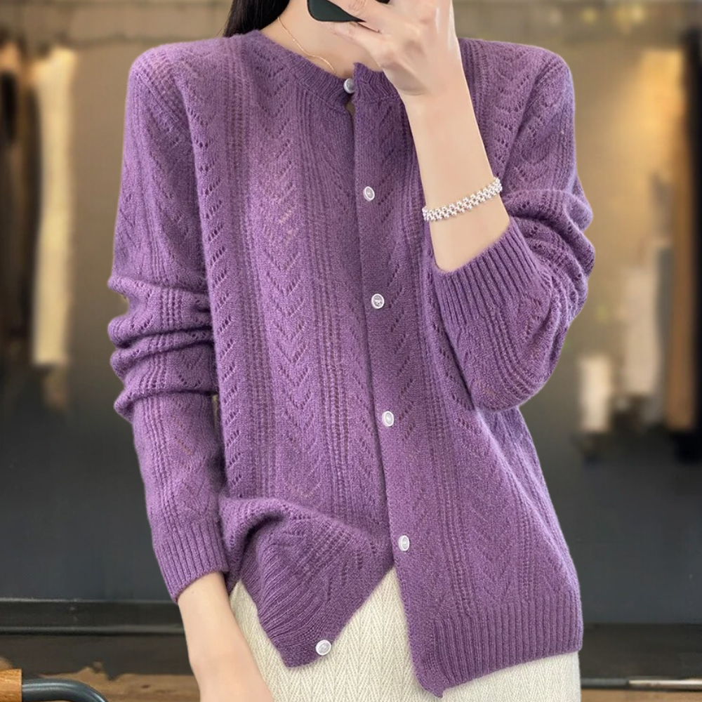 Seren - Cable-Knit Button-Up Cardigan