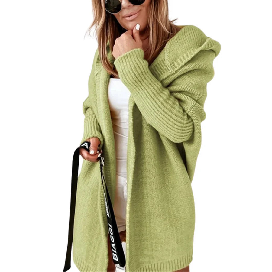 Taylor - Mid-Length Cardigan with Contrast Stitching