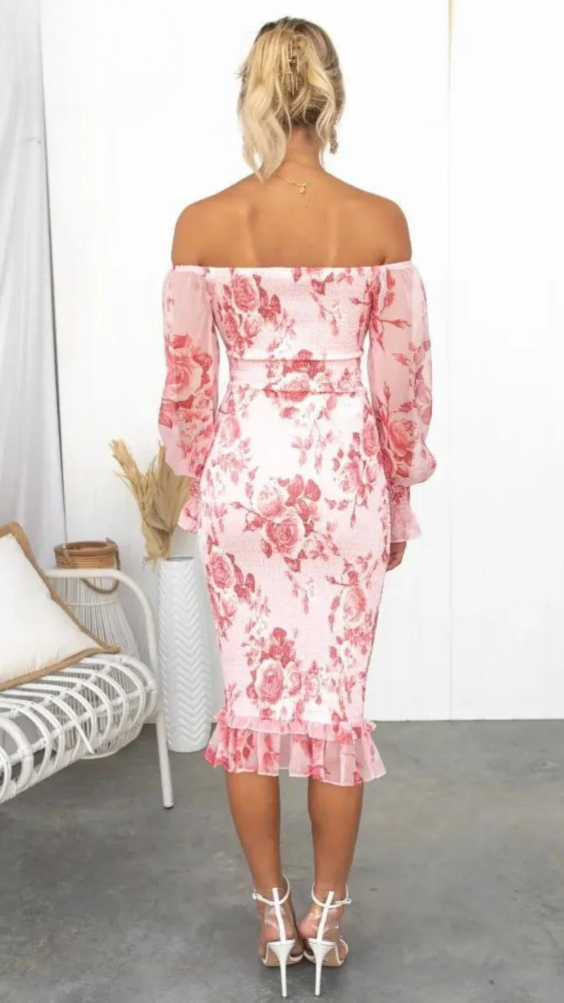 Camilla - Off-the-Shoulder Floral Midi Dress