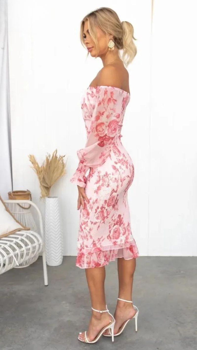 Camilla - Off-the-Shoulder Floral Midi Dress