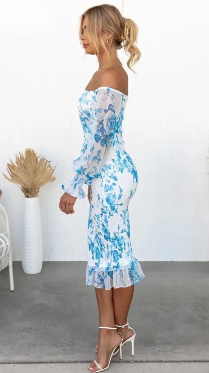 Camilla - Off-the-Shoulder Floral Midi Dress