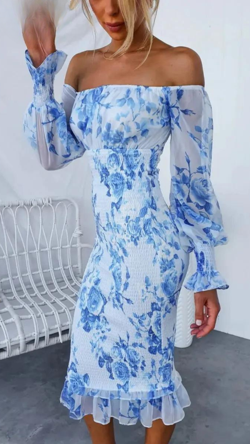 Camilla - Off-the-Shoulder Floral Midi Dress