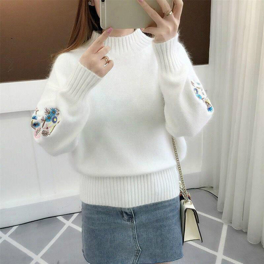 Aurora - Embroidered Sleeve Knit Sweater