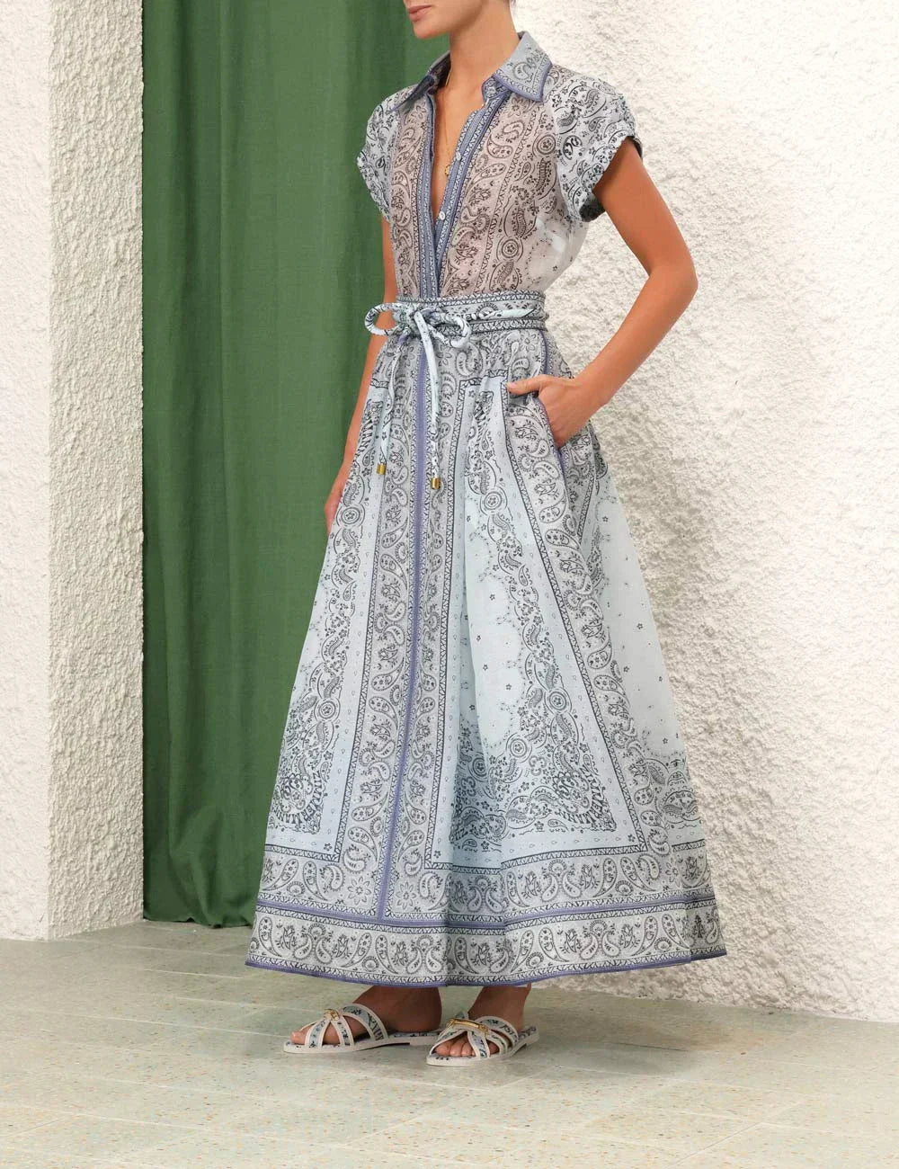 Desiree - Button-Down Belted Maxi Dress