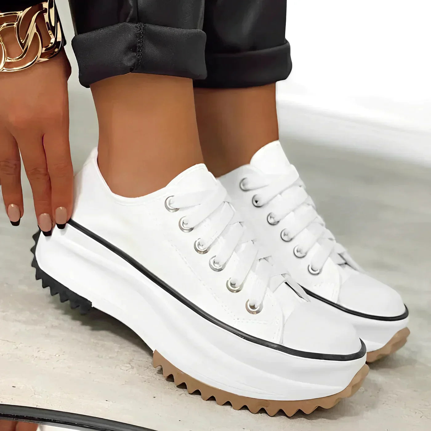 Lior - Chunky Platform Lace-Up Sneakers Unisex Leather Shoes