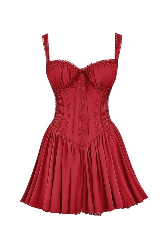 Clover - Elegance Corset Mini Dress Lace and Satin Cocktail Dress