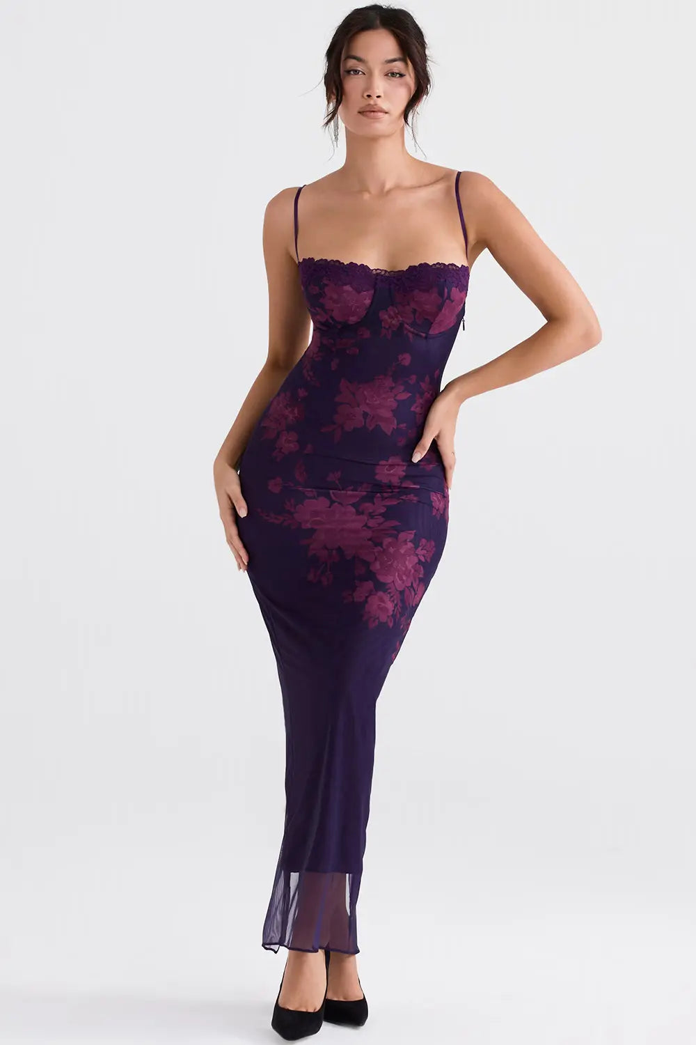 Liorah - Elegant Lace Satin Dress with Tie-Back Detailing