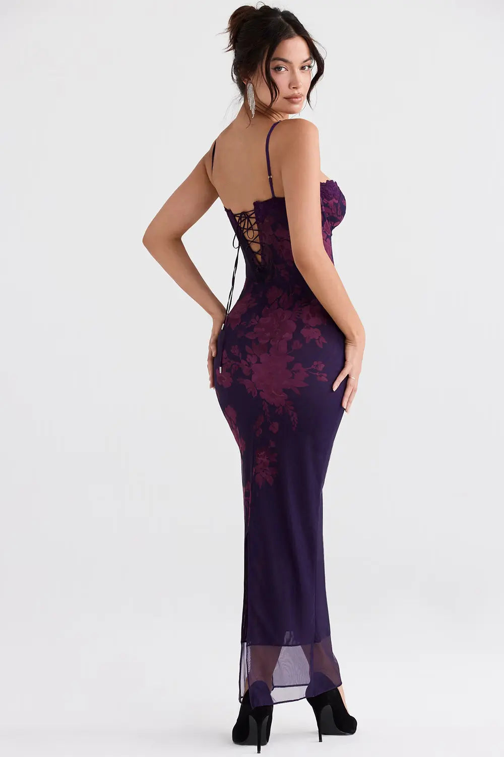 Liorah - Elegant Lace Satin Dress with Tie-Back Detailing