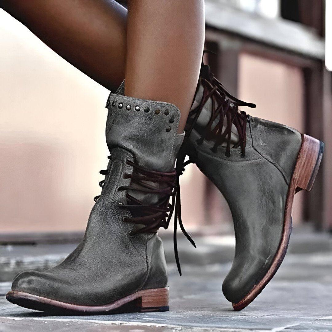 Ramona - Classic Lace-Up Leather Boots for Style and Comfort