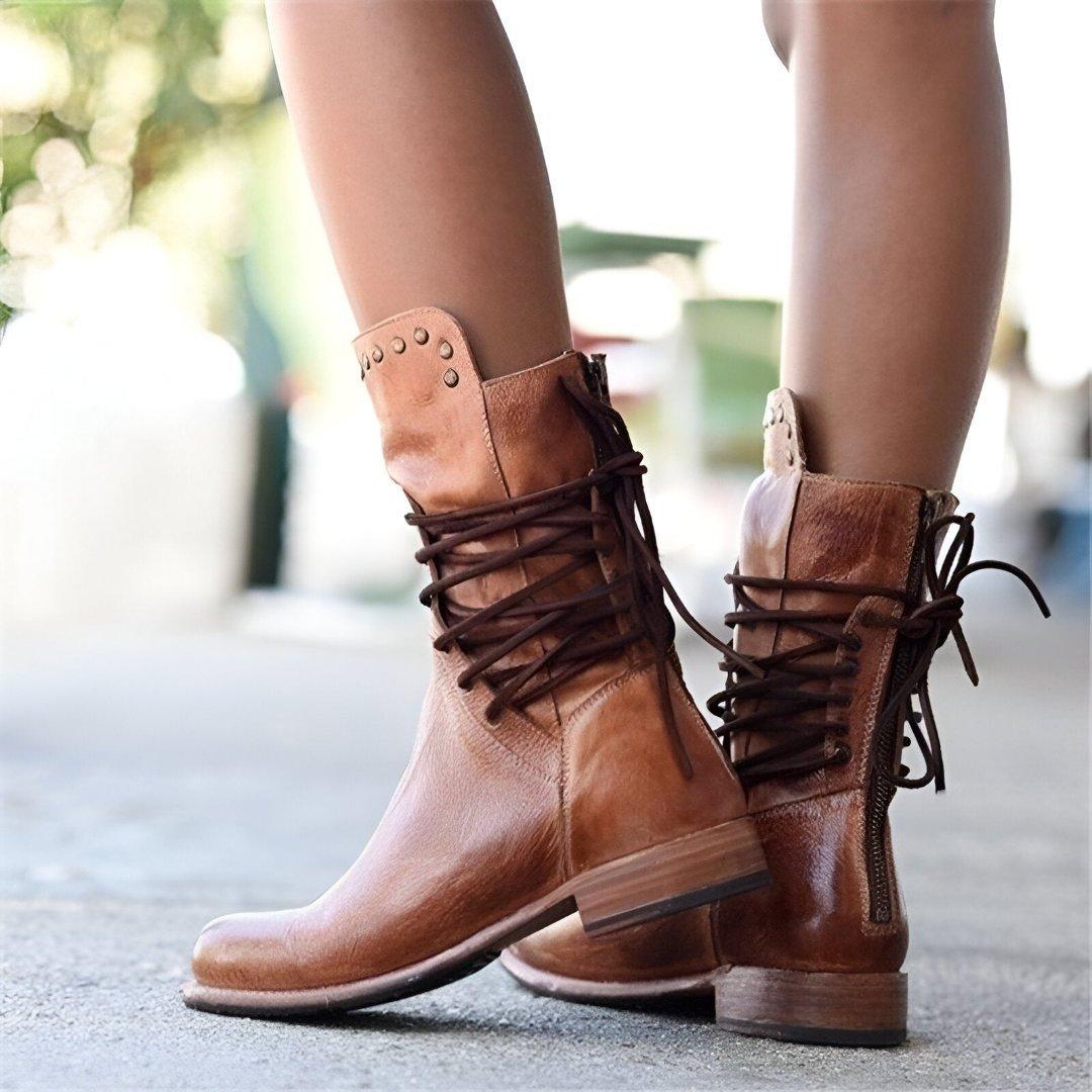 Ramona - Classic Lace-Up Leather Boots for Style and Comfort