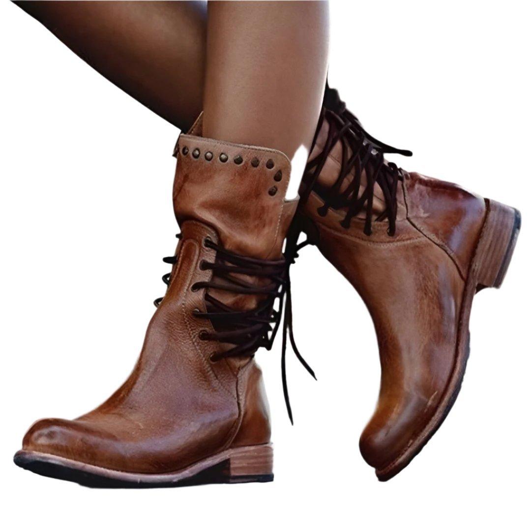 Ramona - Classic Lace-Up Leather Boots for Style and Comfort