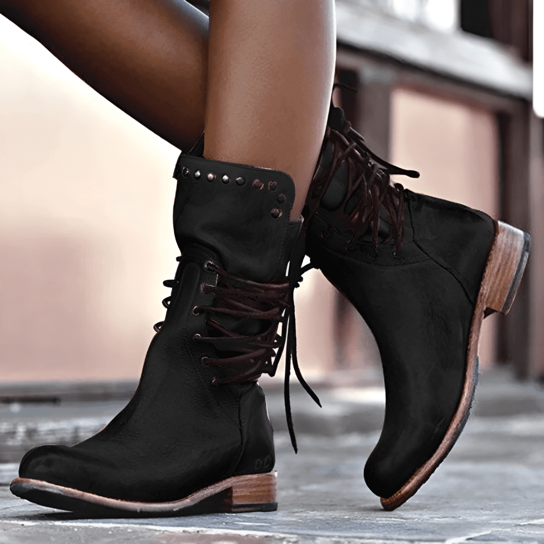 Ramona - Classic Lace-Up Leather Boots for Style and Comfort