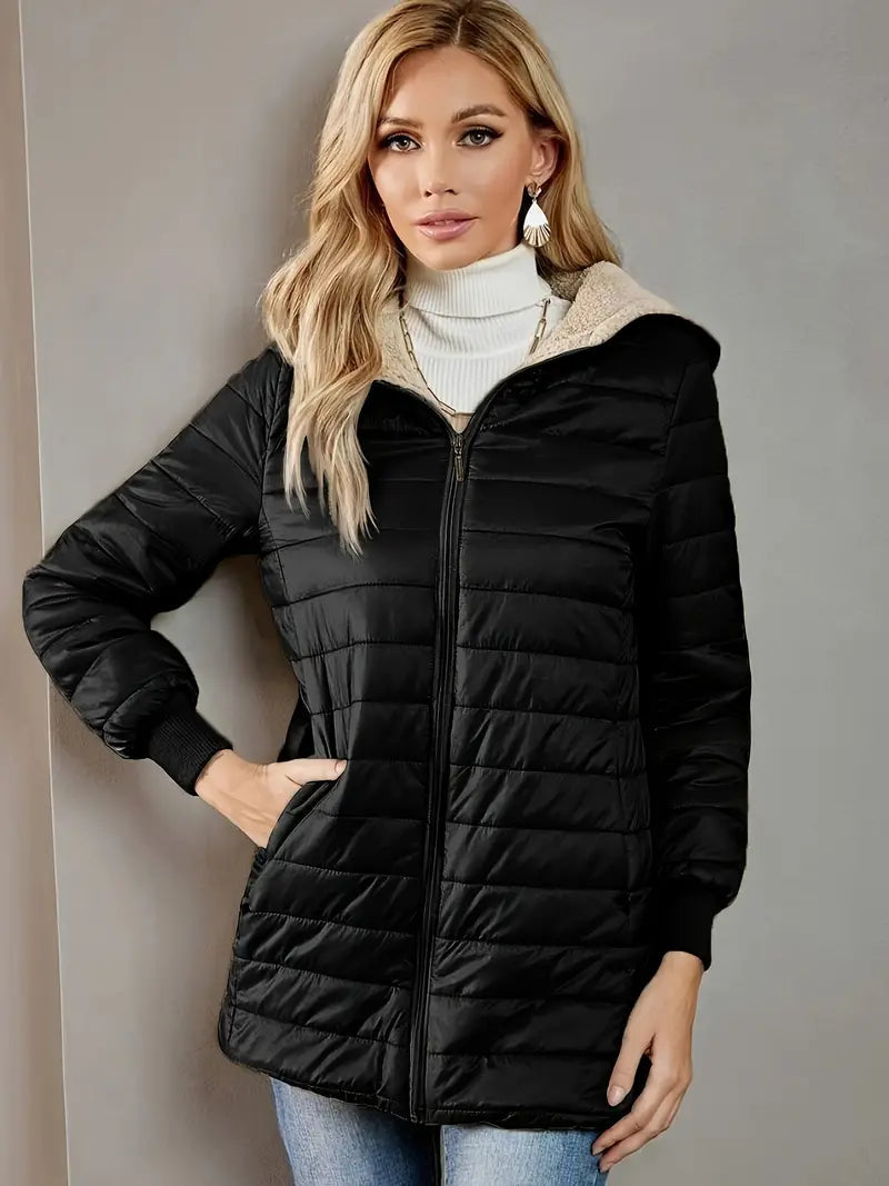 Victoria - Cozy Mid-Length Hooded Jacket Warm and Stylish for Winter