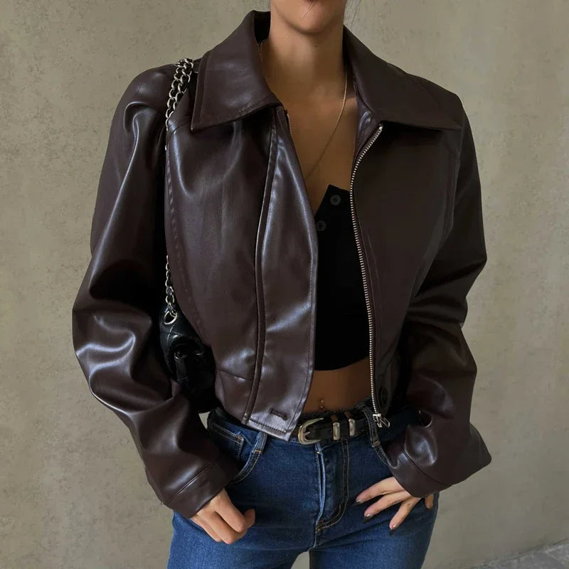 Kalinda - Women's Oversized Vegan Leather Jacket