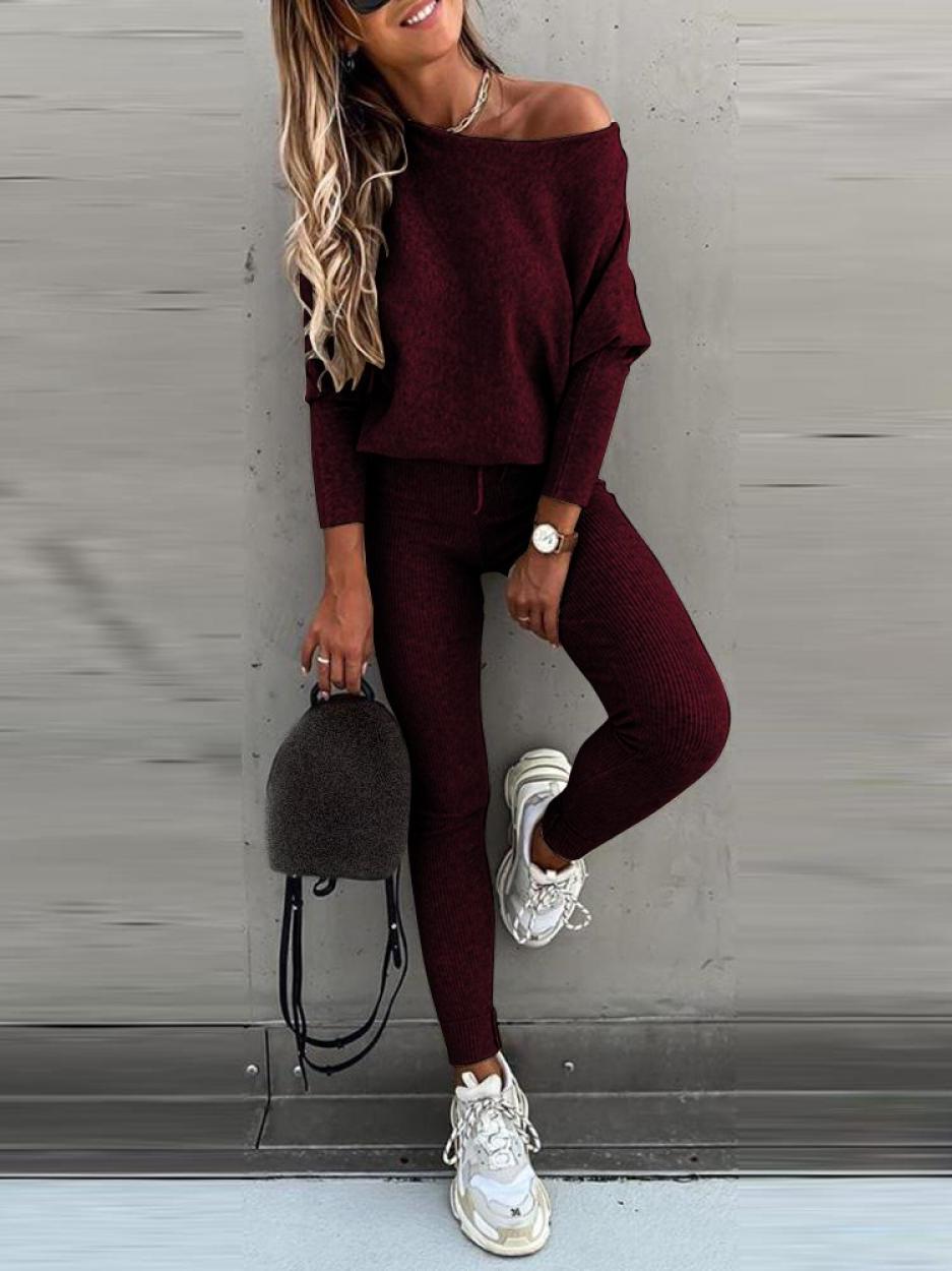 Bella - Soft Knit Sweater and Slim-Fit Corded Pants Set for Women