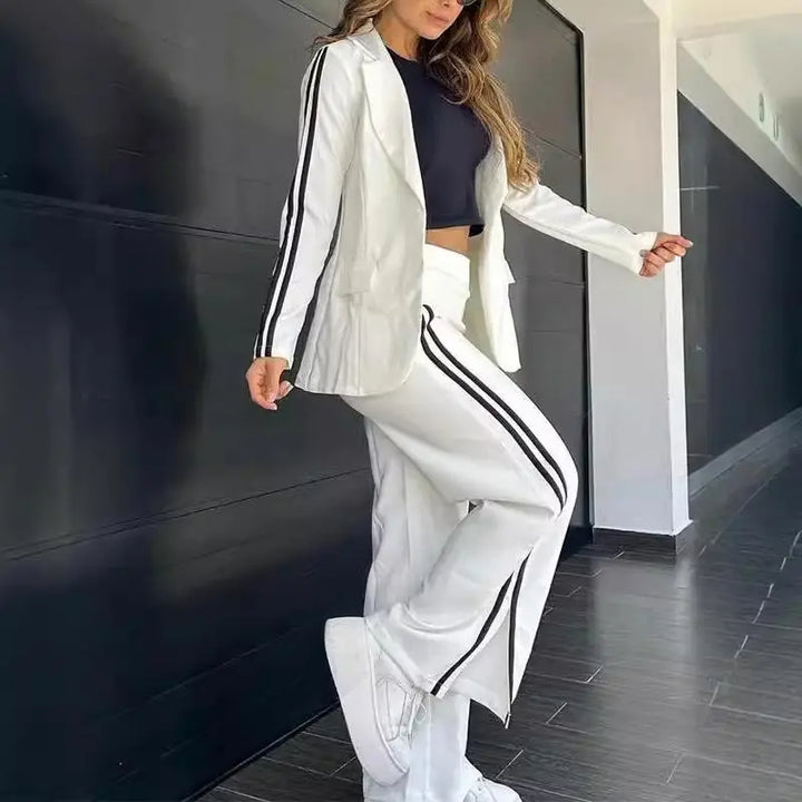 Georgia - Sporty Elegance Blazer and Flared Pants Set