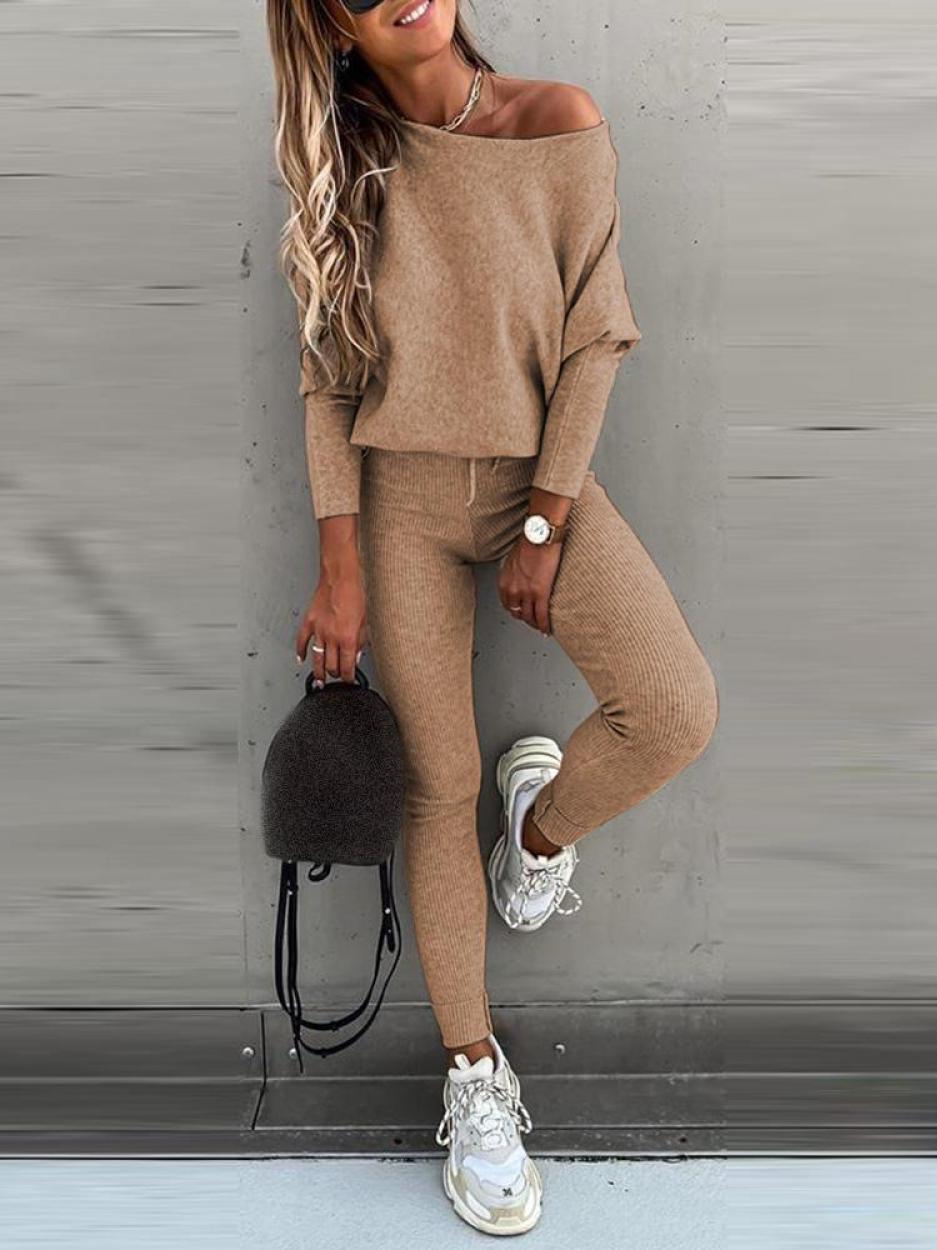 Bella - Soft Knit Sweater and Slim-Fit Corded Pants Set for Women