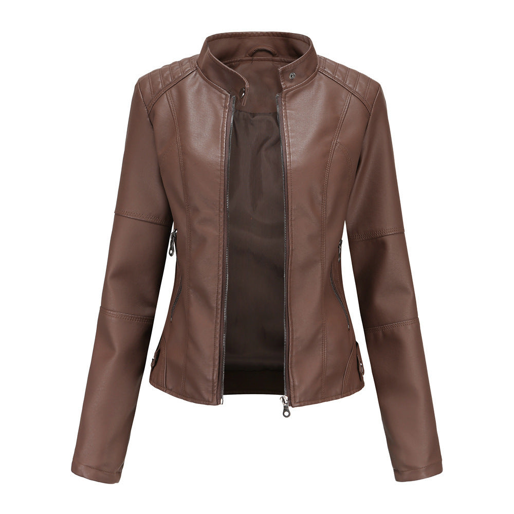 Gracie - Women's Moto Biker Jacket with Zipper Detailing