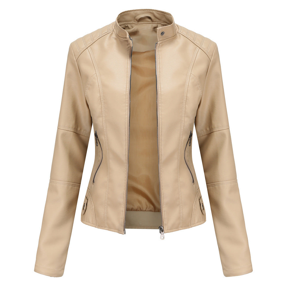 Gracie - Women's Moto Biker Jacket with Zipper Detailing