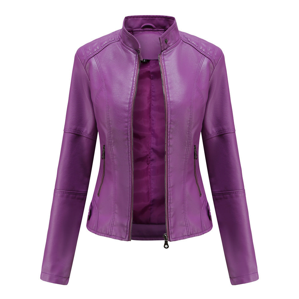 Gracie - Women's Moto Biker Jacket with Zipper Detailing